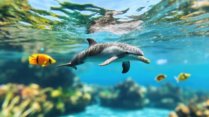 Graceful Dolphin Swimming in Clear Tropical Water