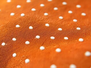 Orange Fabric with White Polka Dots - Mexican Textile Design