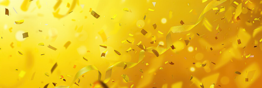 Bright Yellow Game Show Backdrop with Confetti Swirls