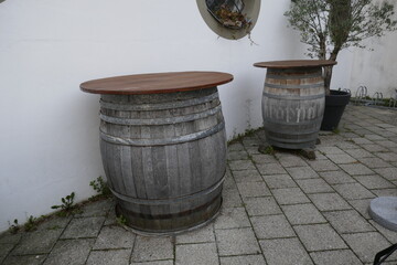 Naklejka premium Beer tables in Fussen