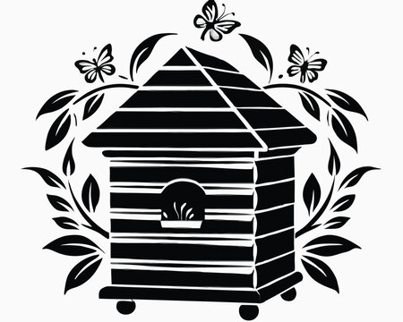 recommend clip art: A wooden beehive vector silhouette