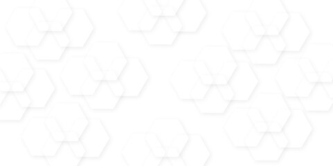 Abstract white hexagon concept background. Seamless pattern with hexagon. Hexagonal white hexagons honeycomb wallpaper. Abstract white lines background