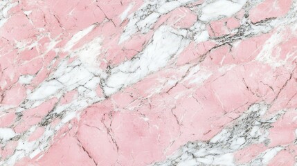 Fototapeta premium Close-up of pink marble with elegant white and grey streaks, filling the frame with a delicate and refined texture