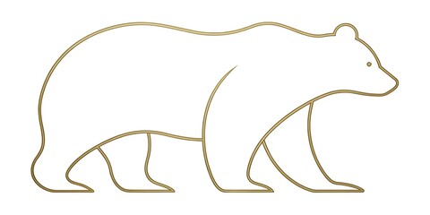 A minimalist illustration of a bear's stylized outline, composed of smooth curves and gentle lines, set against a crisp white background, evoking simplicity and elegance.
