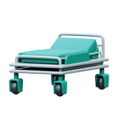 3D Hospital Bed Icon, ideal for medical and healthcare graphics