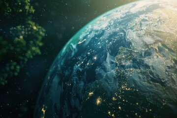 Obraz premium Climate change, melting glaciers, and environmental destruction on planet Earth