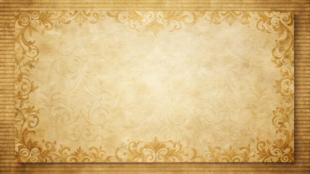 Elegant paper background with ornate floral patterns and vintage feel, perfect for invitations or decorative purposes. warm tones create nostalgic atmosphere