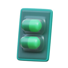 3D Pills Pack Icon, perfect for medical and healthcare visuals