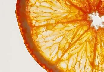 Close-Up Sunlit Orange Slice with Air Bubbles