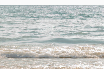 Relatively calm waters of Lake Michigan rhythmically wash onshore at Harrington Beach State Park, Belgium, Wisconsin in mid-September