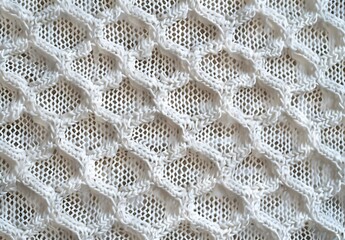 White Knit Mesh Fabric Texture Background