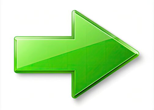 A sleek, modern arrow icon pointing left, rendered in bold, bright green, stands out against a crisp, white background, conveying direction and guidance.