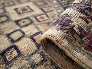 Antique Rug Close-up: Intricate Geometric Patterns