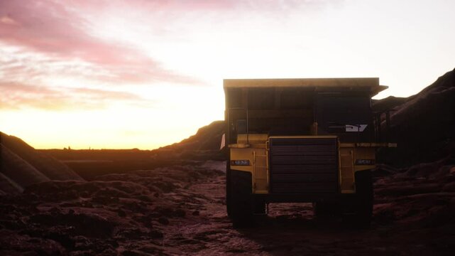 Yellow Dump Truck, Truck Mining At Mining Site