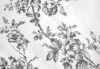 Fototapeta premium Vintage French Toile Floral Wallpaper Design