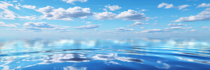 Fototapeta premium Blue Water Ripples Reflecting Sky and Clouds