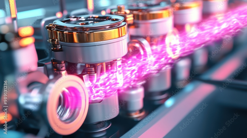 Poster futuristic engine component with energy flow