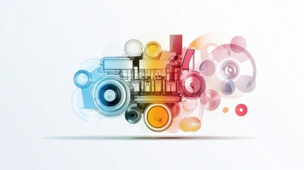 Obraz premium Vibrant Abstract Engine Design with Circular Patterns