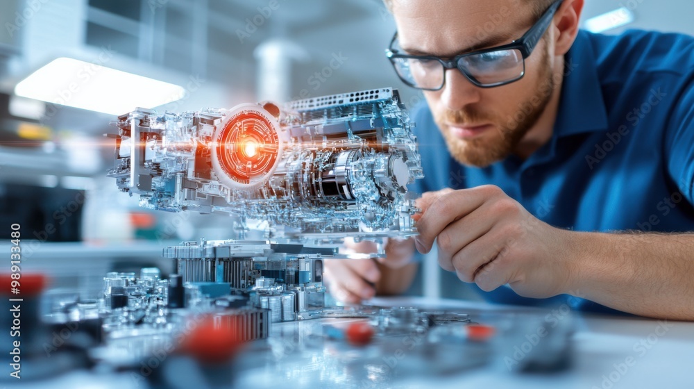 Poster Engineer Working with Advanced Technology Prototype