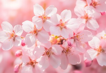 Obraz premium Delicate Pink Cherry Blossoms Close Up