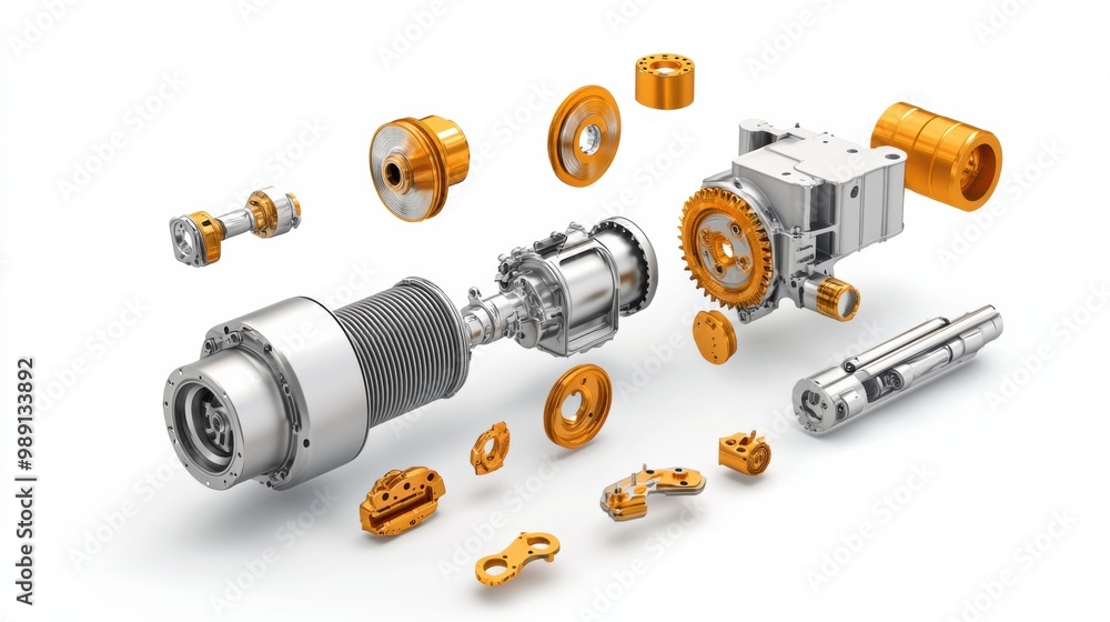 Poster mechanical components in exploded view design