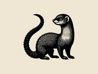 Mongoose.  Engraving isolated illustration, logo, icon, emblem	