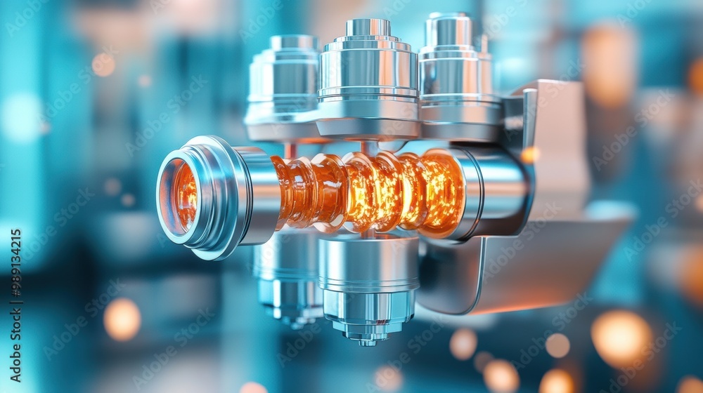 Poster futuristic mechanical component with glowing elements