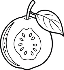 Guava silhouette vector icon, illustration on black and white.