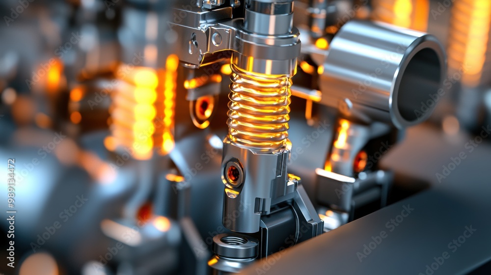 Poster close-up of engine components with gleaming details