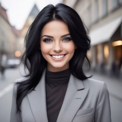Fototapeta premium hübsche junge Frau mit schwarzem haar