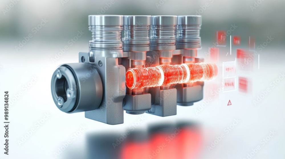 Poster advanced engine component with digital overlay