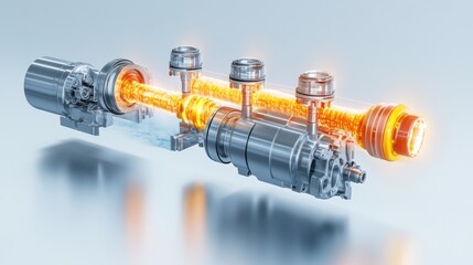 Futuristic Engine Component with Energy Flow Effect