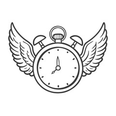 Illustration of a winged stopwatch, symbolizing speed and efficiency