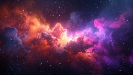 Fototapeta premium Cosmic nebula in vibrant hues, sparkling with stars.