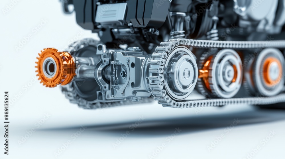 Aufkleber detailed view of engine components with gears and chains