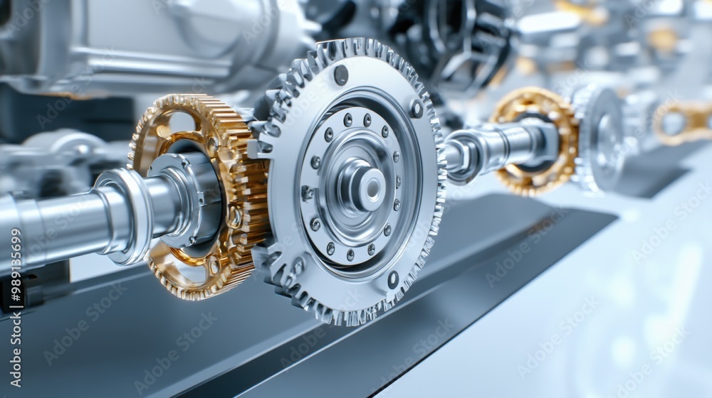 Poster close-up of gears and mechanical components in motion