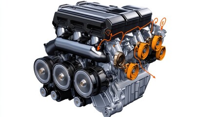 High-Performance Engine Component Diagram Visualization