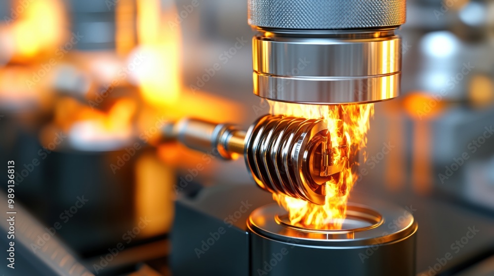 Poster high-performance engine component with flames