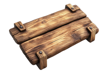 Wooden plank, isolated on white background. transparent background