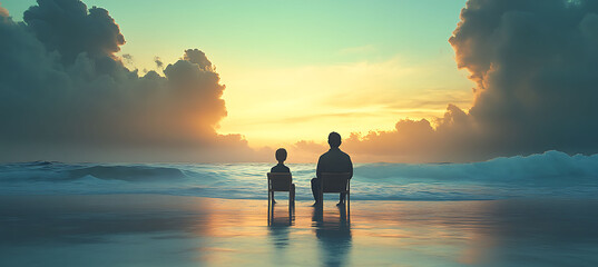 Fathers Day card designed with a clean 2D background offers an expansive blank area on the lower center for a personalized message subtly highlighted by soft 3D textures