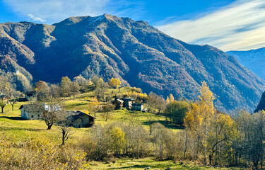 Little mountain village of Campertogno, Val Sesia valley, Piedmont, Italy.