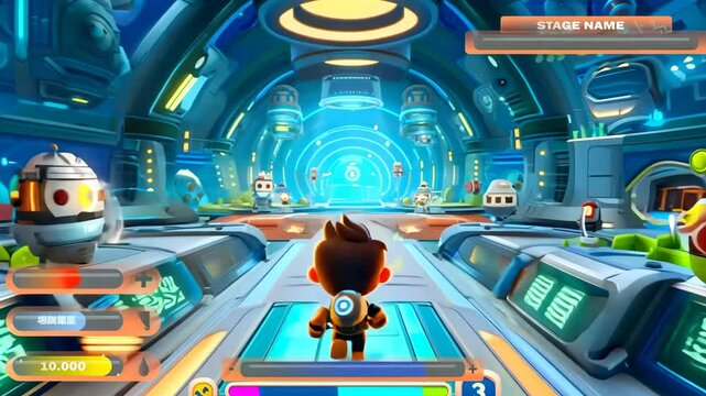 Videogame for children screen, colorful cartoon video game board for kids gaming