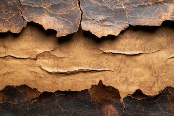 Fototapeta premium Aged and Cracked Leather Texture with Brown Paper Overlay