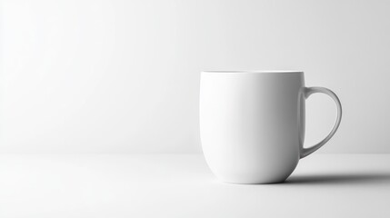 Obraz premium A simple white mug on a clean surface, emphasizing minimalism and functionality.