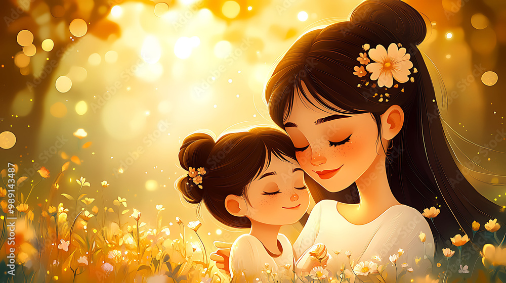 Poster mothers day card designed with a minimalist 2d layout offers an expansive blank area on the lower ri