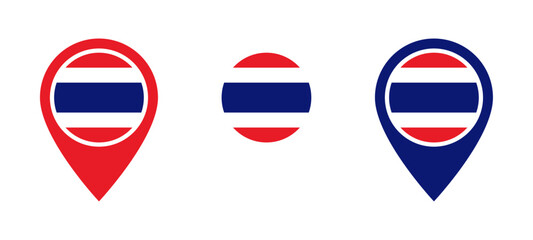 Thailand flag location icon set