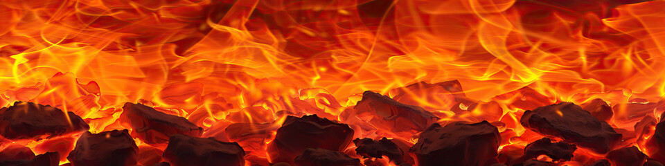 Orange Fiery Embers: Glowing orange embers dance in a fire pit.