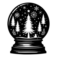 Christmas Snow Globe Silhouette Vector Illustration
