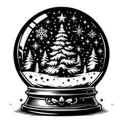 Christmas Snow Globe Silhouette Vector Illustration