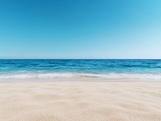 Pristine Tropical Beach with Calm Ocean Waves and Clear Blue Sky